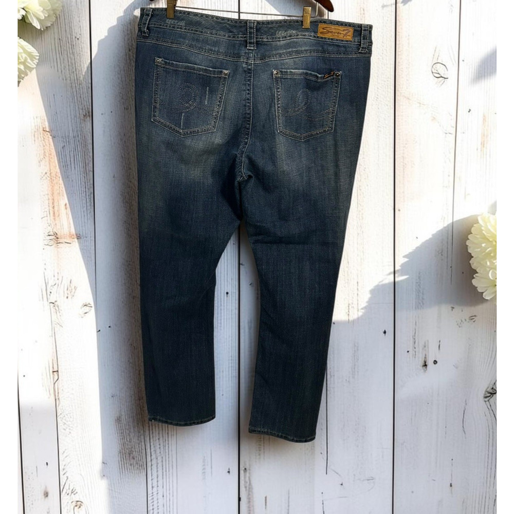 Seven7 Straight Leg Jeans Women's Size 24 Stretch Dark Blue Wash 32" Inseam - Picture 7 of 7